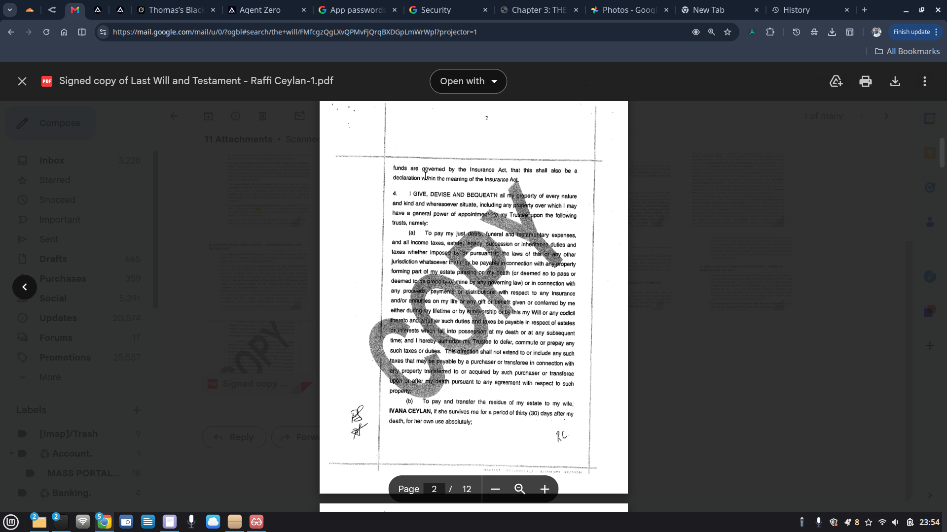 Page 2 — Clause 4, residue bequest to Ivana Ceylan