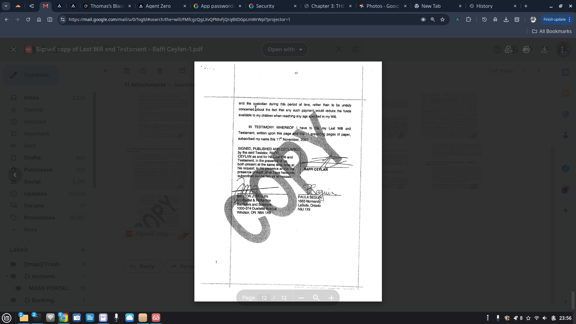 Page 12 — Signature block: Raffi Ceylan, Barton J. Seguin, Paula Seguin